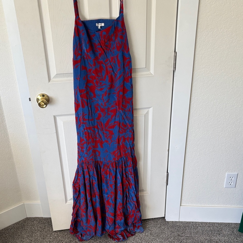 NWT Madewell Empire-Waist Tank Maxi Dress Blue and Red Floral (Size 12) - Picture 3 of 5